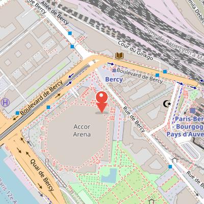 Map showing the location of Accor Arena in Paris