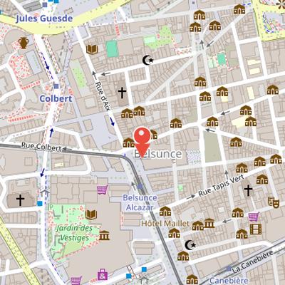 Map showing the location of Alcazar in Marseille