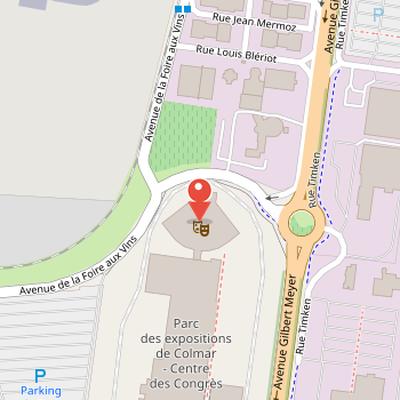 Map showing the location of Alsace Wine Fair in Colmar