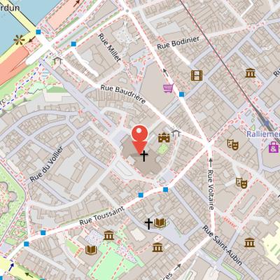 Map showing the location of Angers Cathedral in Angers