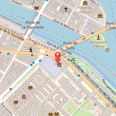 Map showing the location of Arab World Institute in Paris