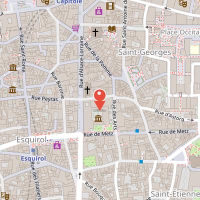 Map showing the location of Augustinian Convent in Toulouse