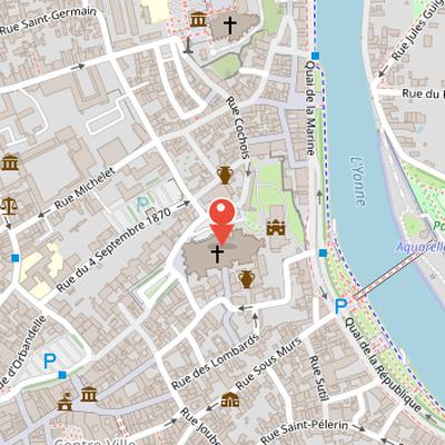 Map showing the location of Auxerre Cathedral in Auxerre