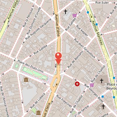 Map showing the location of Avenue d'Iéna in Paris