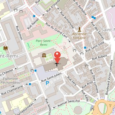 Map showing the location of Basilica of Saint-Remi in Reims