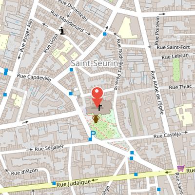 Map showing the location of Basilica of Saint-Seurin in Bordeaux