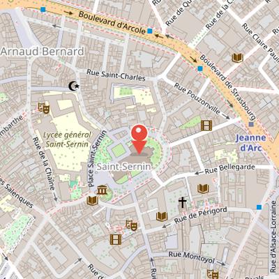 Map showing the location of Basilica of St. Sernin in Toulouse