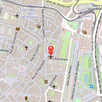 Map showing the location of Notre-Dame des Tables in Montpellier