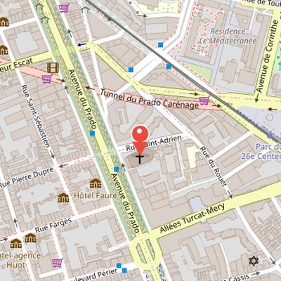 Map showing the location of Basilique du Sacré-Cœur de Marseille in Marseille