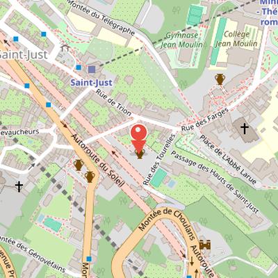 Map showing the location of Basilique Saint-Just de Lyon in Lyon