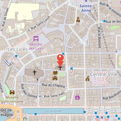 Map showing the location of Basilique Saint-Sauveur de Rennes in Rennes