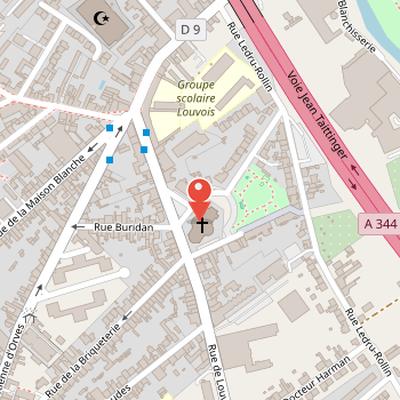Map showing the location of Basilique Sainte-Clotilde de Reims in Reims
