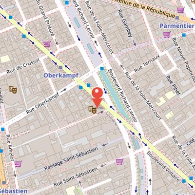 Map showing the location of Bataclan in Paris