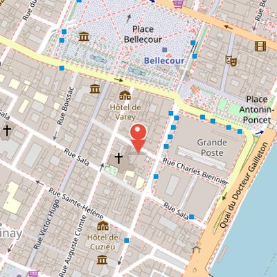 Map showing the location of Bellecour School in Lyon