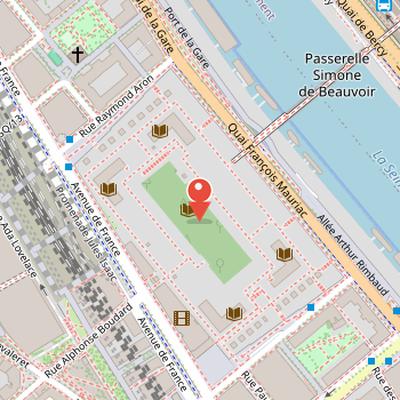 Map showing the location of Bibliothèque nationale de France in Paris