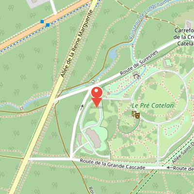 Map showing the location of Bois de Boulogne in Paris