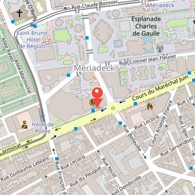 Map showing the location of Bibliothèque municipale de Bordeaux in Bordeaux