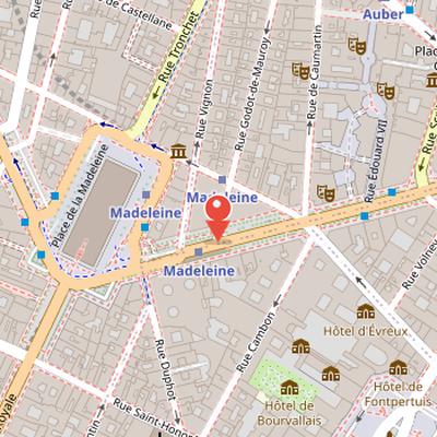 Map showing the location of Boulevard de la Madeleine in Paris