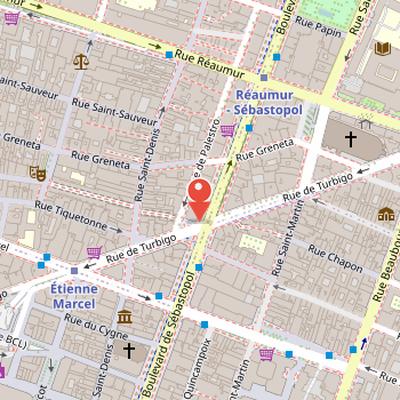 Map showing the location of Boulevard de Sébastopol in Paris