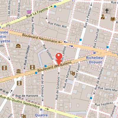 Map showing the location of Boulevard des Italiens in Paris
