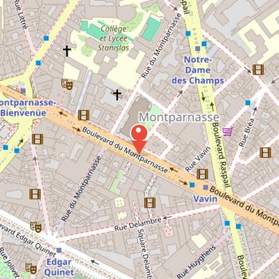 Map showing the location of Boulevard du Montparnasse in Paris