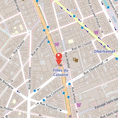 Map showing the location of Boulevard du Temple in Paris