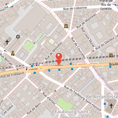 Map showing the location of Boulevard Haussmann in Paris