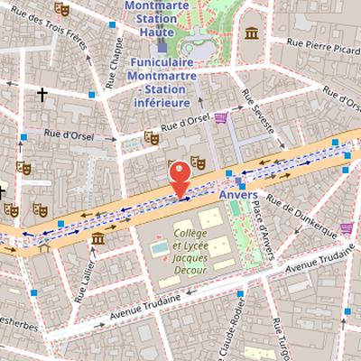 Map showing the location of Boulevard Marguerite-de-Rochechouart in Paris