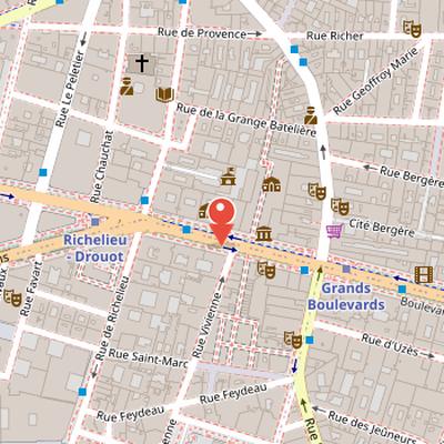 Map showing the location of Boulevard Montmartre in Paris