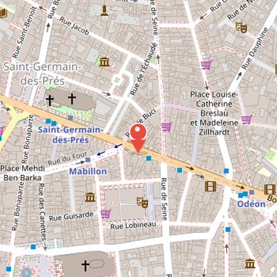 Map showing the location of Boulevard Saint-Germain in Paris