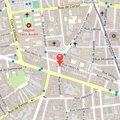 Map showing the location of Bourse du Travail in Bordeaux