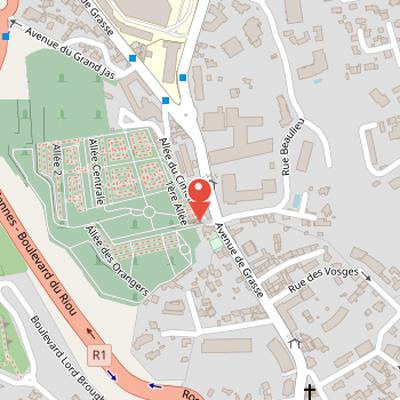 Map showing the location of Cimetière du Grand Jas in Cannes
