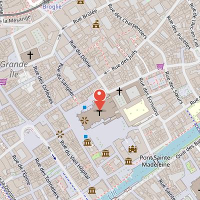 Map showing the location of Cathedral of Our Lady of Strasbourg in Strasbourg