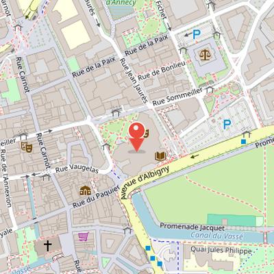 Map showing the location of Bonlieu Cultural Center in Annecy