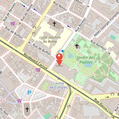 Map showing the location of Jean Monnier Congress Center in Angers