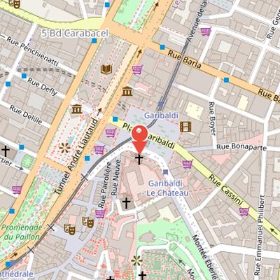 Map showing the location of Chapelle du Saint-Sépulcre in Nice