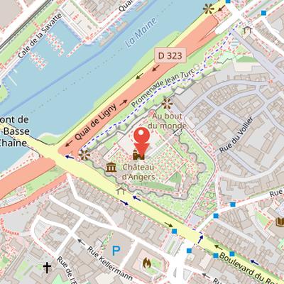 Map showing the location of Château d'Angers in Angers