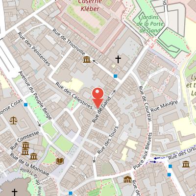 Map showing the location of Château de Courtrai in Lille
