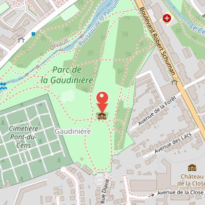 Map showing the location of Château de la Gaudinière in Nantes