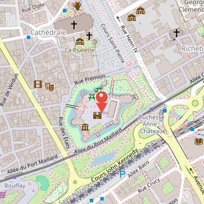 Map showing the location of Château des ducs de Bretagne in Nantes
