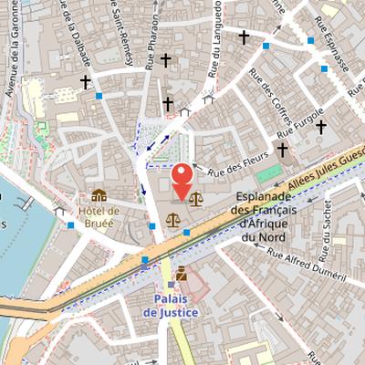 Map showing the location of Château Narbonnais in Toulouse