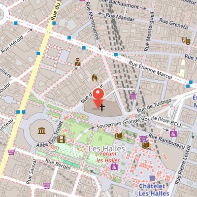 Map showing the location of Church of Saint-Eustache in Paris
