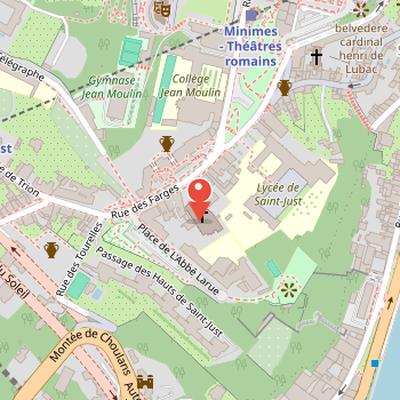 Map showing the location of Church of Saint-Just in Lyon