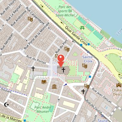 Map showing the location of Church of the Holy Cross in Bordeaux
