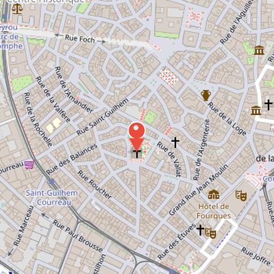 Map showing the location of Saint-Roch Church in Montpellier
