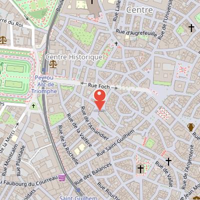 Map showing the location of Sainte-Anne Church in Montpellier