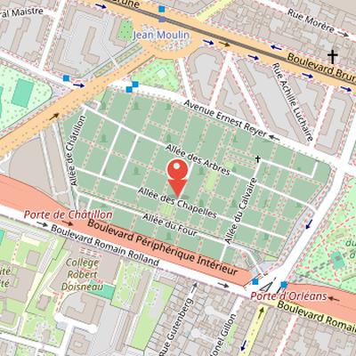 Map showing the location of Cimetière de Montrouge in Paris