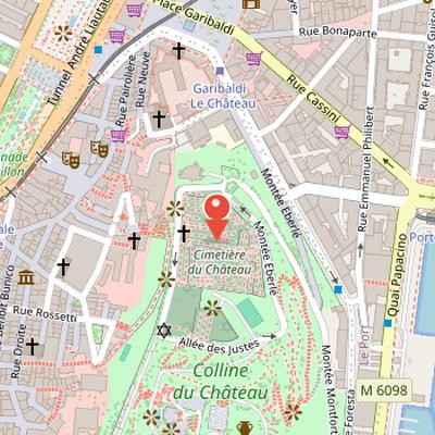 Map showing the location of Cimetière du Château in Nice