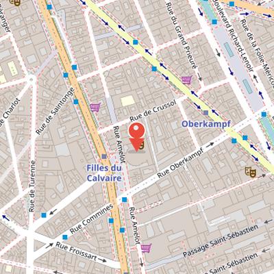 Map showing the location of Cirque d'Hiver Bouglione in Paris