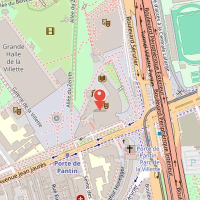 Map showing the location of Cité de la musique in Paris
